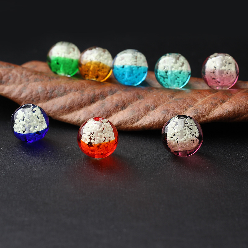 批发双色夜光琉璃珠散珠通透水晶圆珠子系列饰品配件手链材料批发
