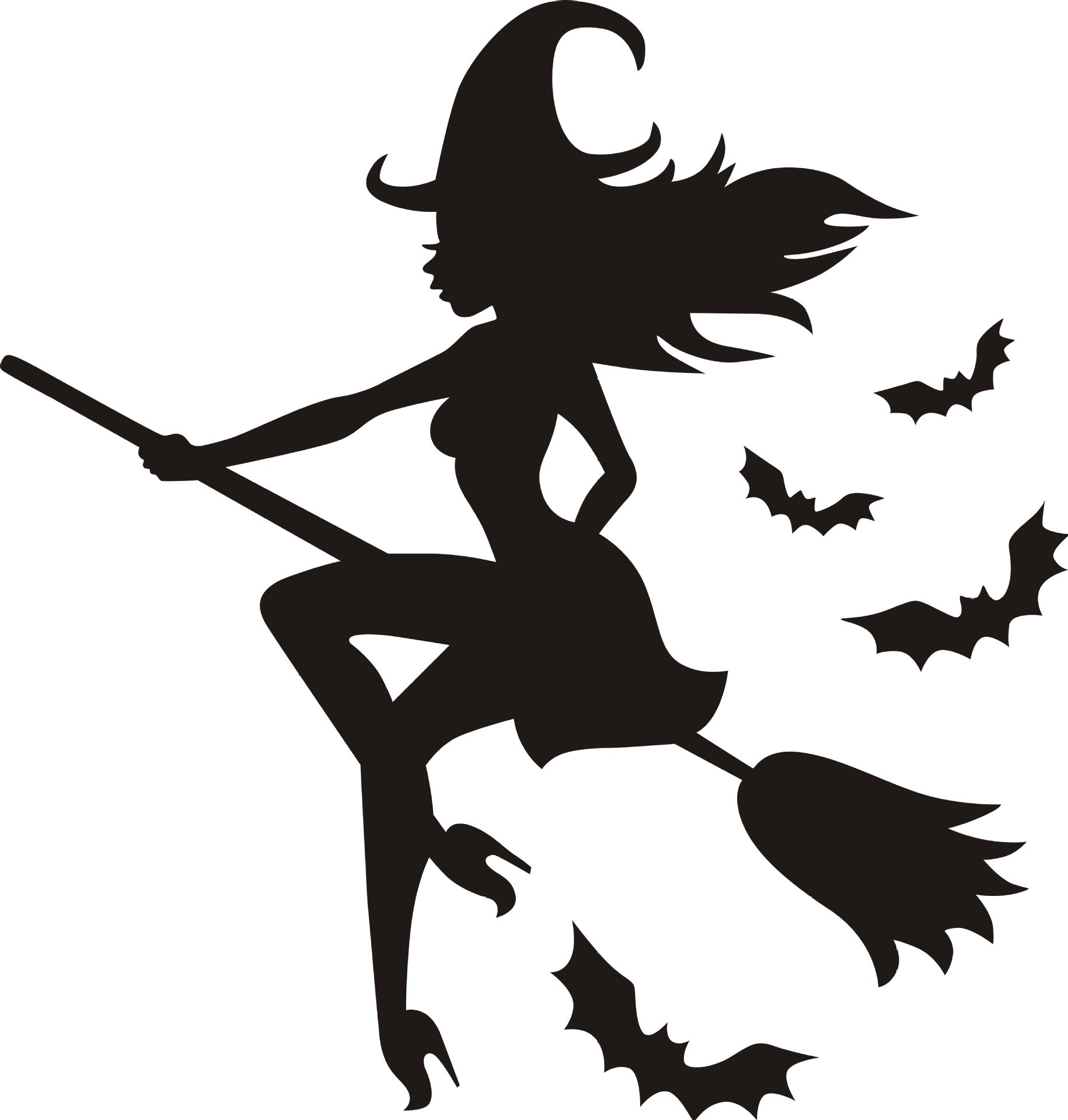 厂家外贸新款爆款万圣节系列女巫骑扫帚创意精雕墙贴纸装饰贴画52