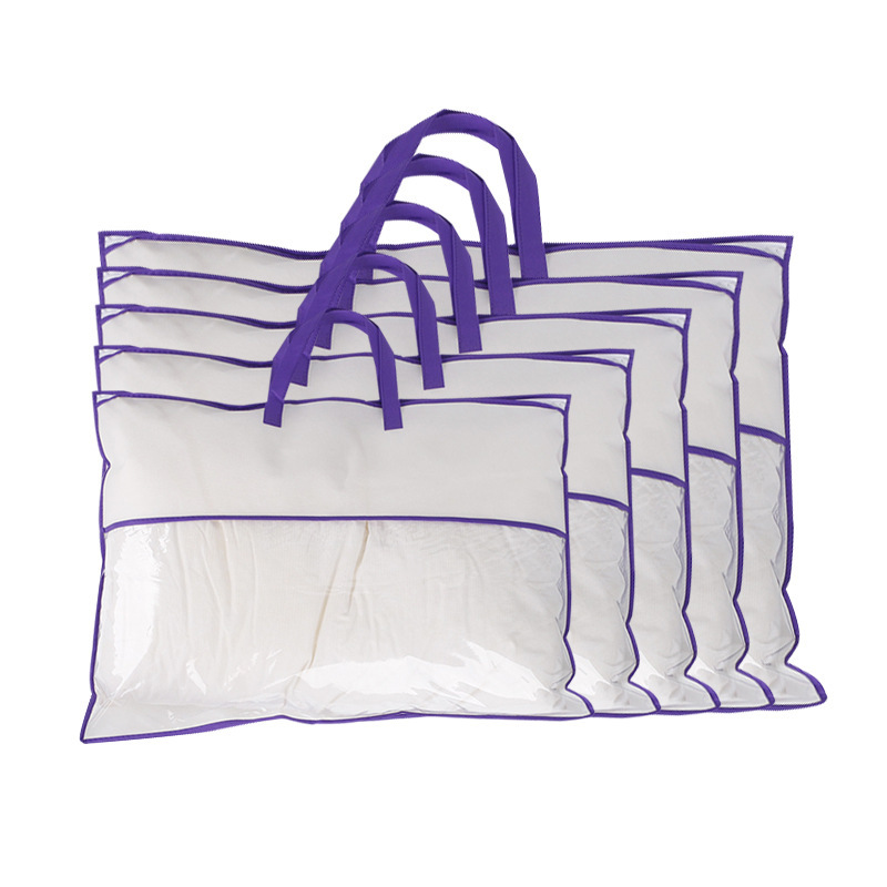 Non-Woven Home Textile Zipper Packing Bag Wholesale Pillow Core Pillow Dustproof Storage Bag Pillow Transparent Tote Bag Printed