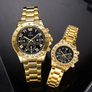 sktime防水钢带商务男士休闲石英手表夜光潮流情侣手表高强度玻璃