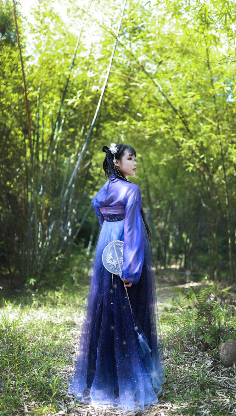 北极星汉服女紫色齐胸襦裙中国风夜未央山海星学生日常闪闪的汉服