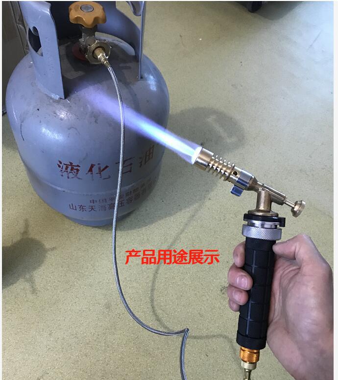 户外气炉头卡式喷枪转接丁烷气体扁气罐手柄扁式喷火枪加长延长杆