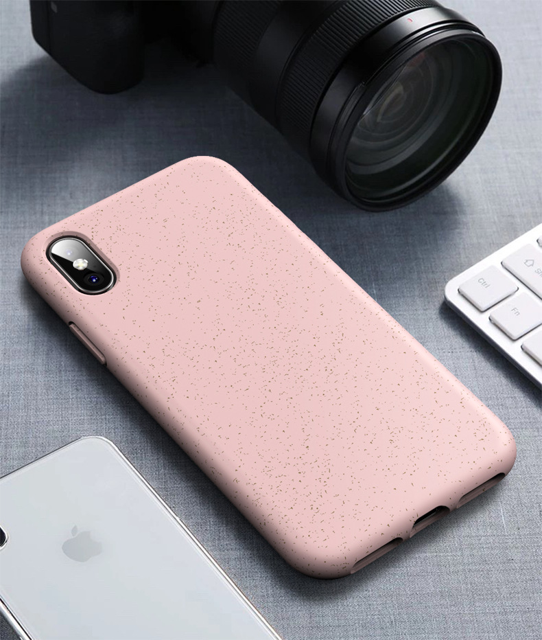 Factory Direct Sales Wheat Straw TPU Degradable Environmental Protection Phone Case Iphone12 Drop-Resistant Protective Cover for XS