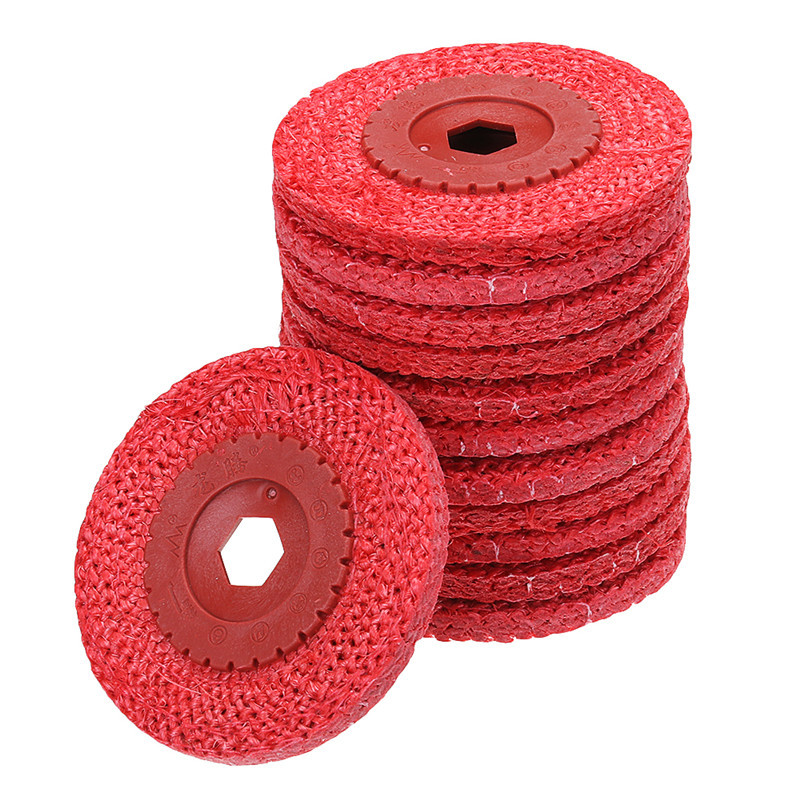 4寸麻轮抛光轮红麻轮不锈钢专用角磨机铁芯红毛打磨轮金属剑麻片