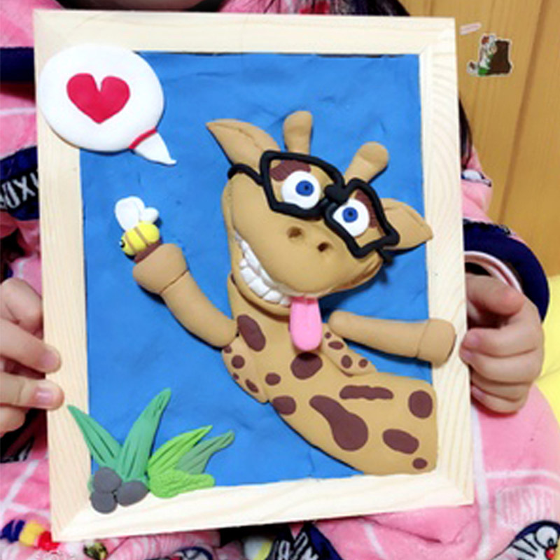 Clay Picture Frame Children's Creative Handmade Diy Wooden Three-Dimensional Picture Frame Foam Putty Wooden Frame Clay Special Frame Photo Frame