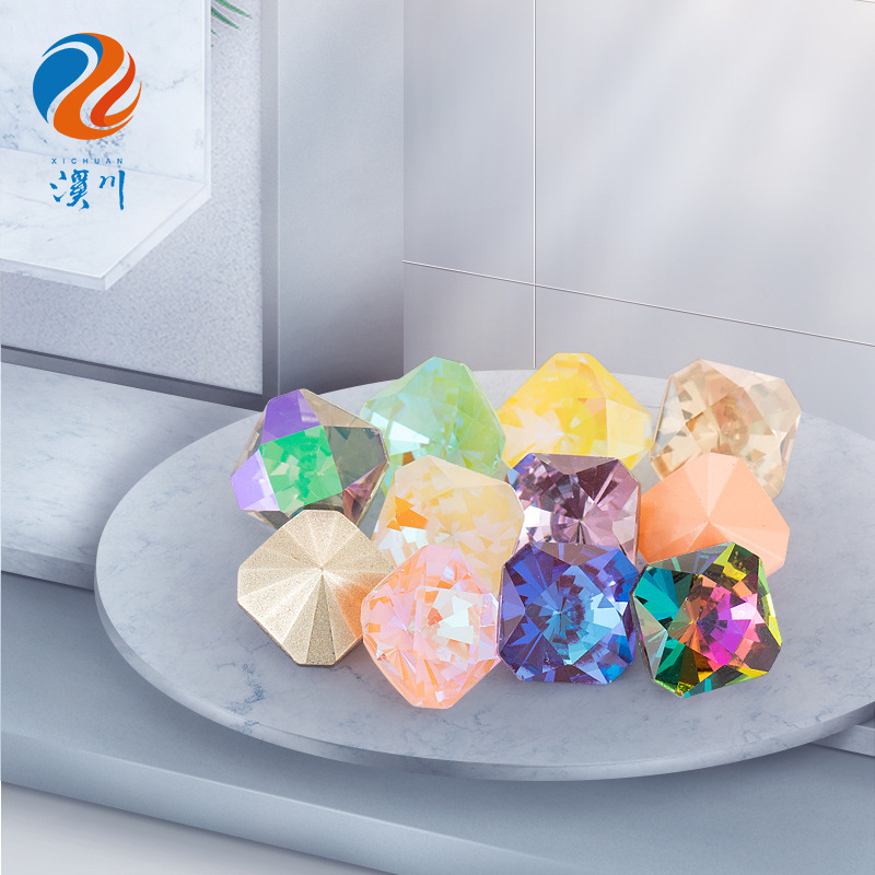 跨境优选 正八角万花筒 异形钻diy饰品配件荧光摩卡美甲贴钻材料