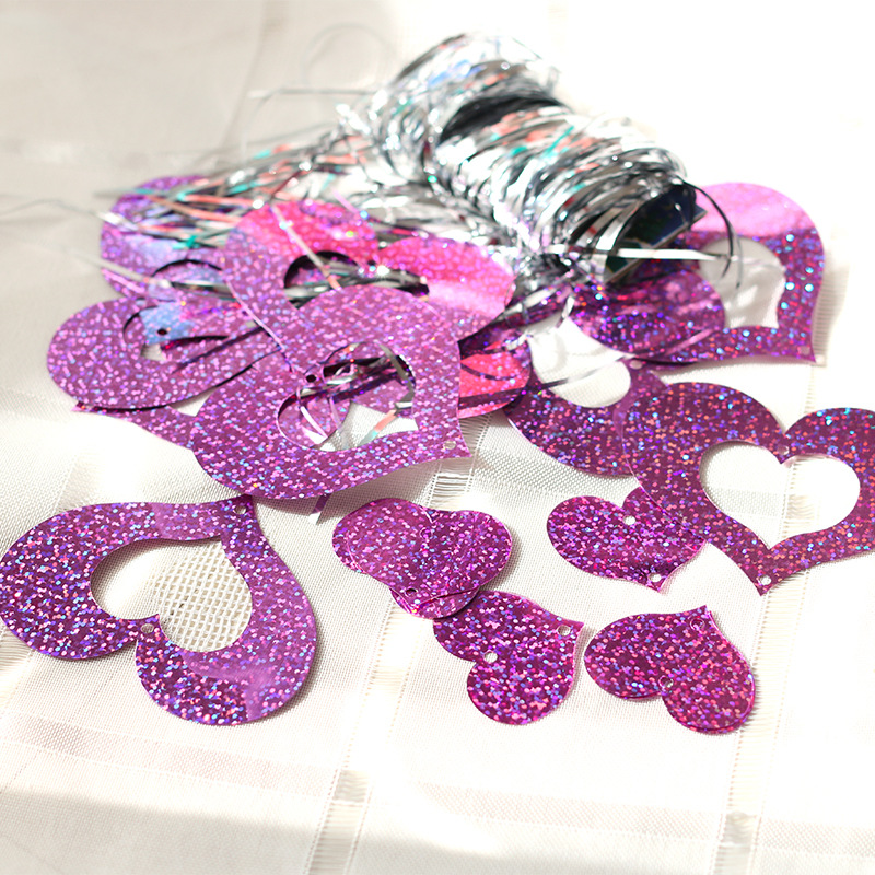 婚庆结婚用品 桃心气球雨丝吊坠 银色雨丝帘气球心形吊坠镭射亮片