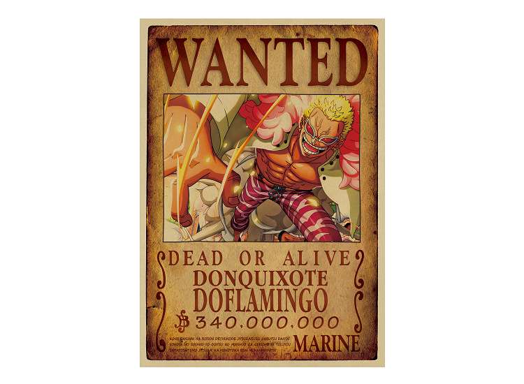 【h1317】海贼王-悬赏令多弗朗明哥/经典动漫牛皮纸海报51.5x36cm