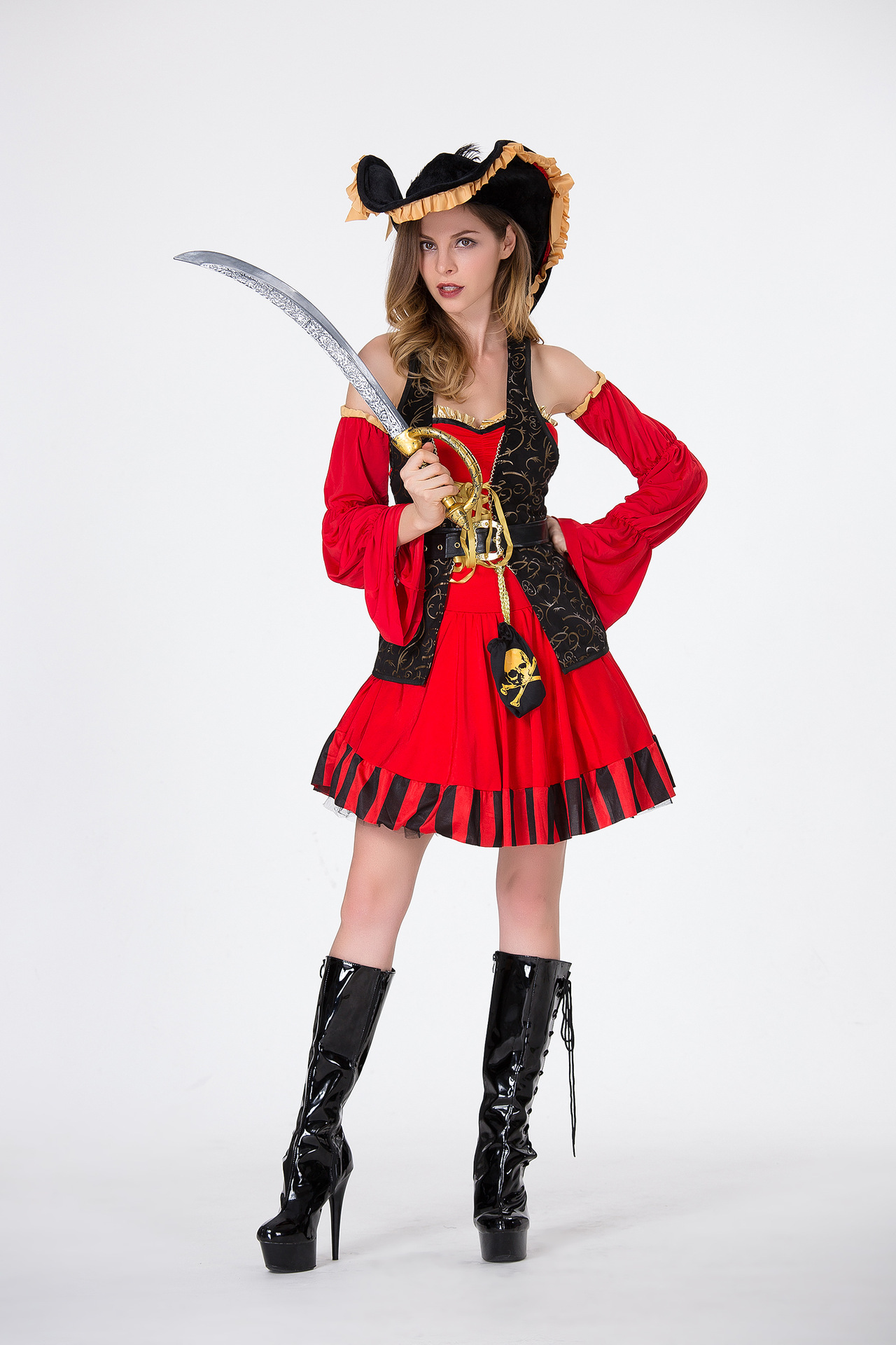 万圣节新款性感加勒比海盗女服装 cosplay 角色制服扮演 一件代发