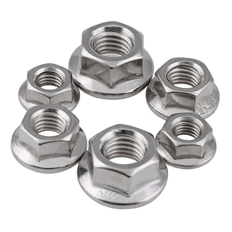 m3-m16法兰螺母304不锈钢螺母六角防滑带垫螺丝帽细反牙防松螺帽