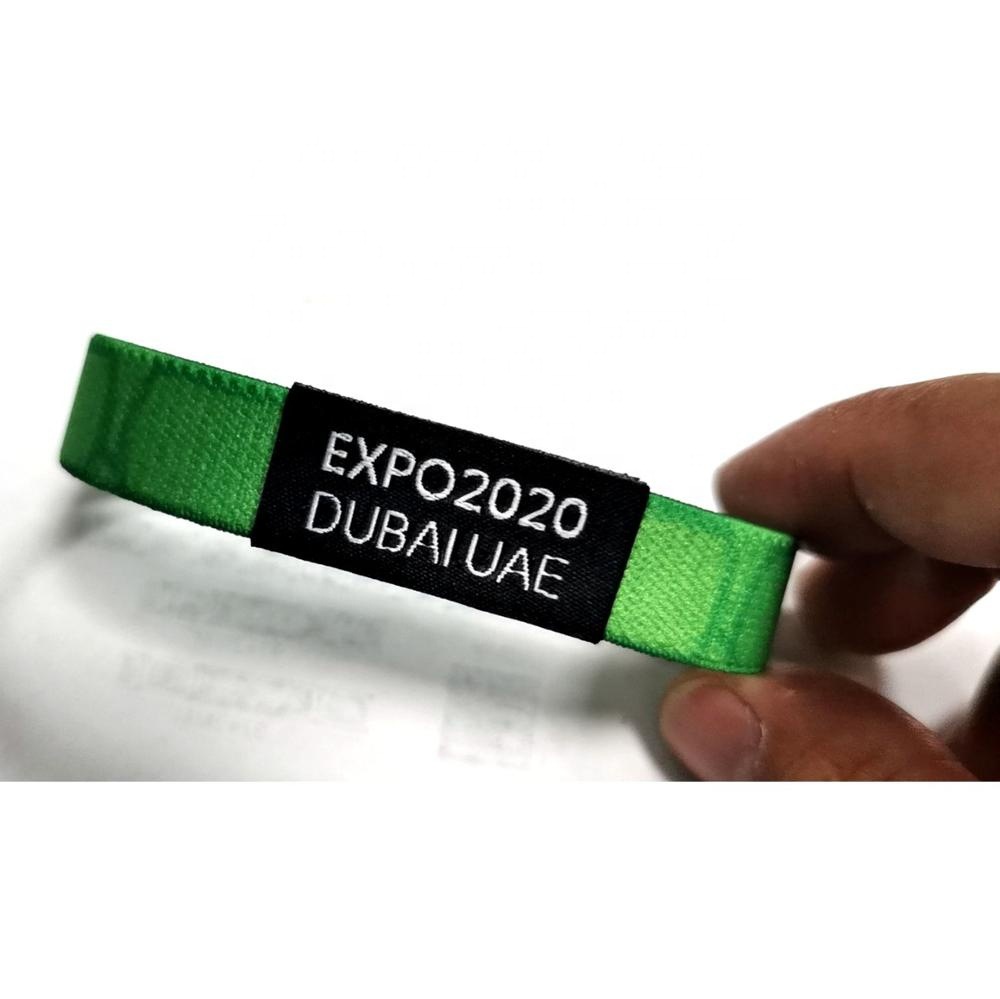 Custom Expo Bracelet Expo2020dubaiuae Elastic Fabric Wrist Strap Printed Ribbon Dubai Bracelet