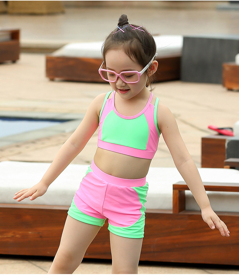 儿童泳衣女游泳衣运动分体套装宝宝泳衣三件套可爱女童幼儿中大童