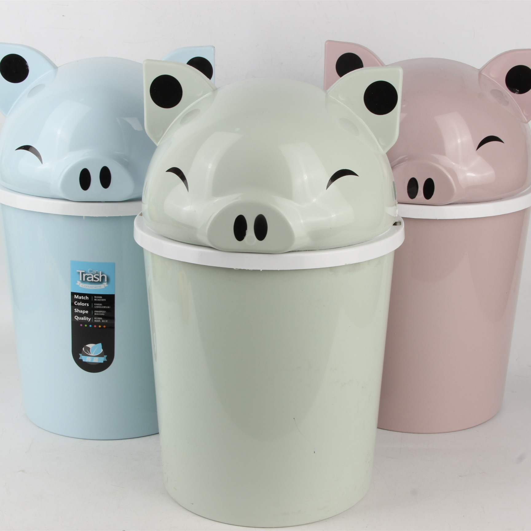 中号塑料猪头垃圾桶 翻盖垃圾收纳桶 10元店热销货源家居日用百货