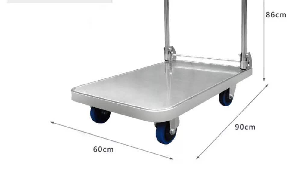 华强不锈钢平板车手推车搬运车推货车静音 折叠小推车拉货车拖车
