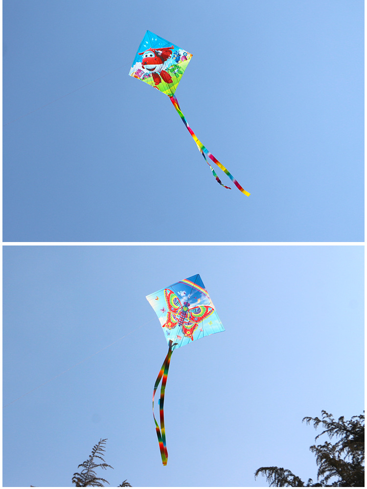 鱼竿放风筝 透明塑料风筝 儿童卡通小风筝批发 微风易飞适合新手