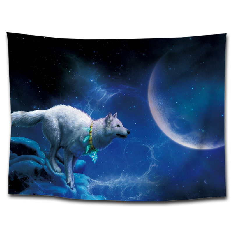 星空梦幻狼挂毯坐毯壁挂沙发巾家居挂画装饰北欧风挂布ins背景布