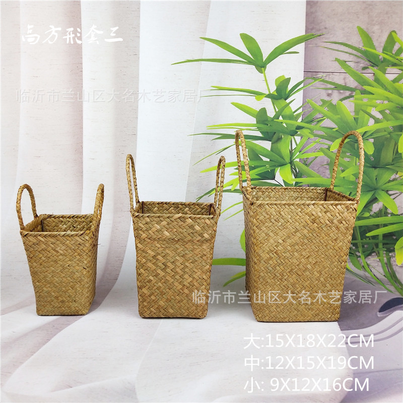 Seagrass Knitted Basket Seagrass Storage Basket American Country Seagrass Flower Arrangement Basket Woven Flower Basket Seagrass Basket