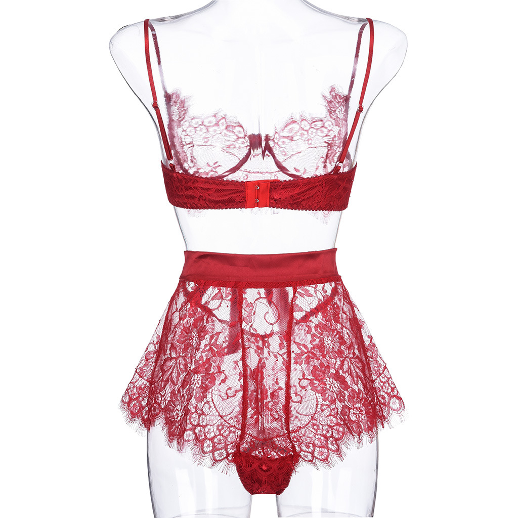 情趣内衣欧美爆款跨境外贸亚马逊性感蕾丝透视三点套装爆款1451