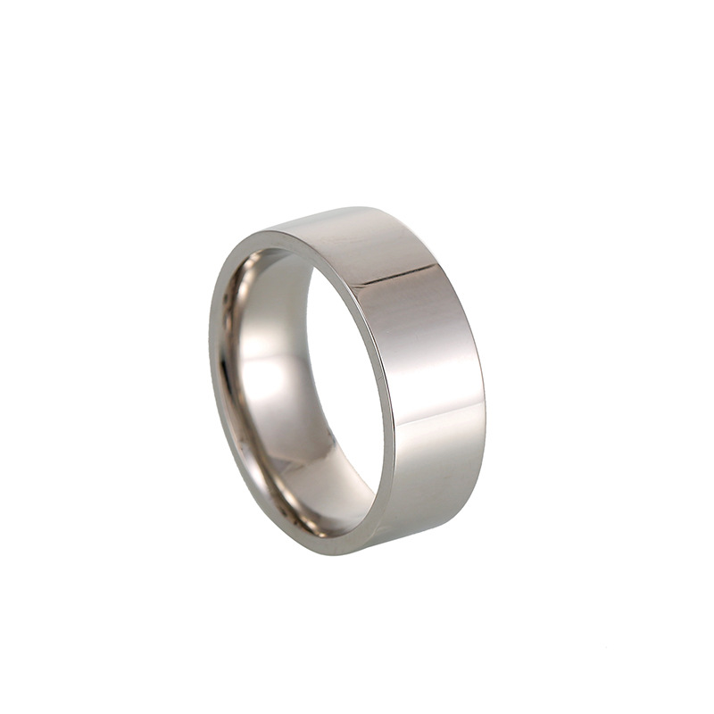 跨境朋克潮男钛钢光面戒指间约商务不锈钢平面光板指环饰品批发