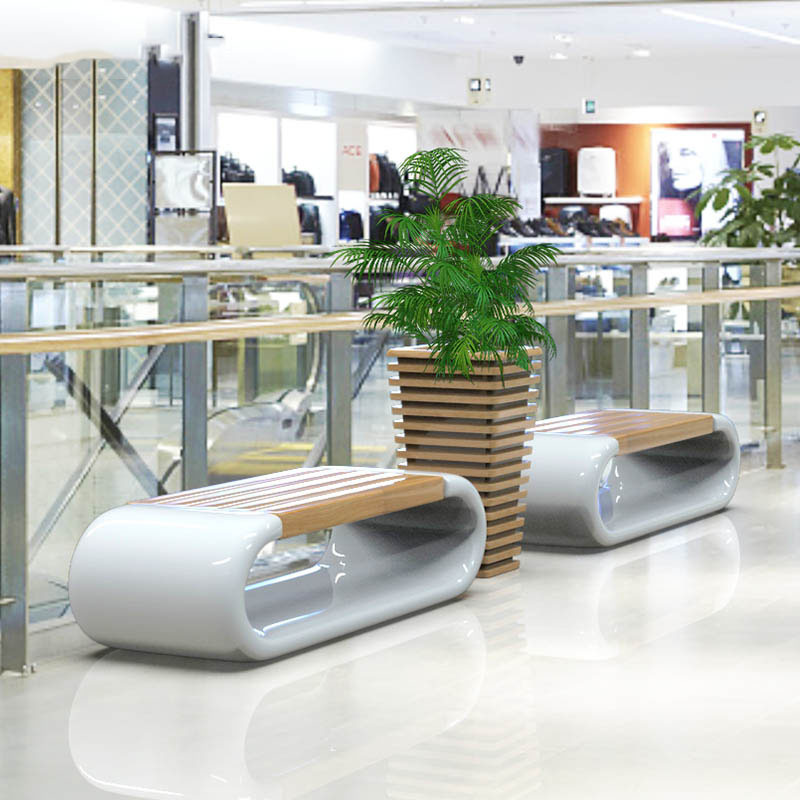 商场玻璃钢休闲座椅酒店大厅美陈购物中心户外创意休息区艺术长凳