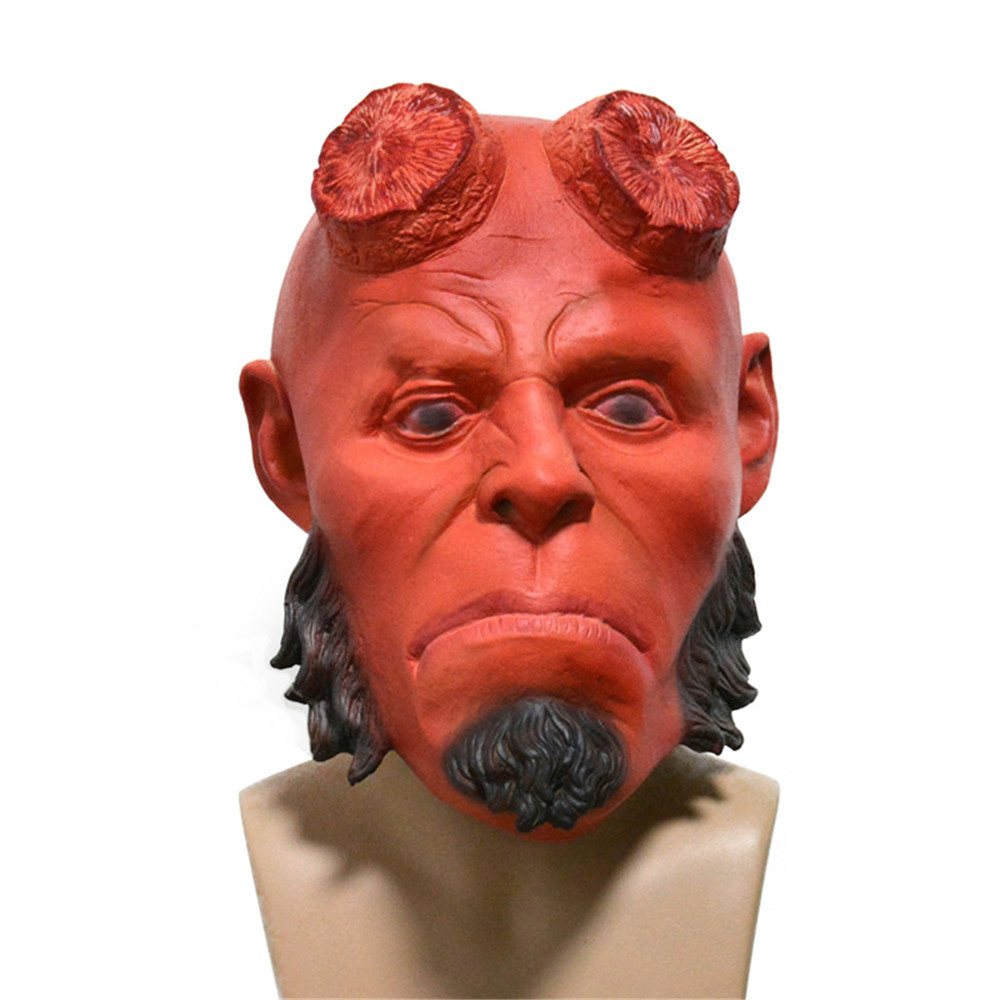 2019新款红色地狱男爵乳胶面具头套鬼屋搞怪面具电影道具