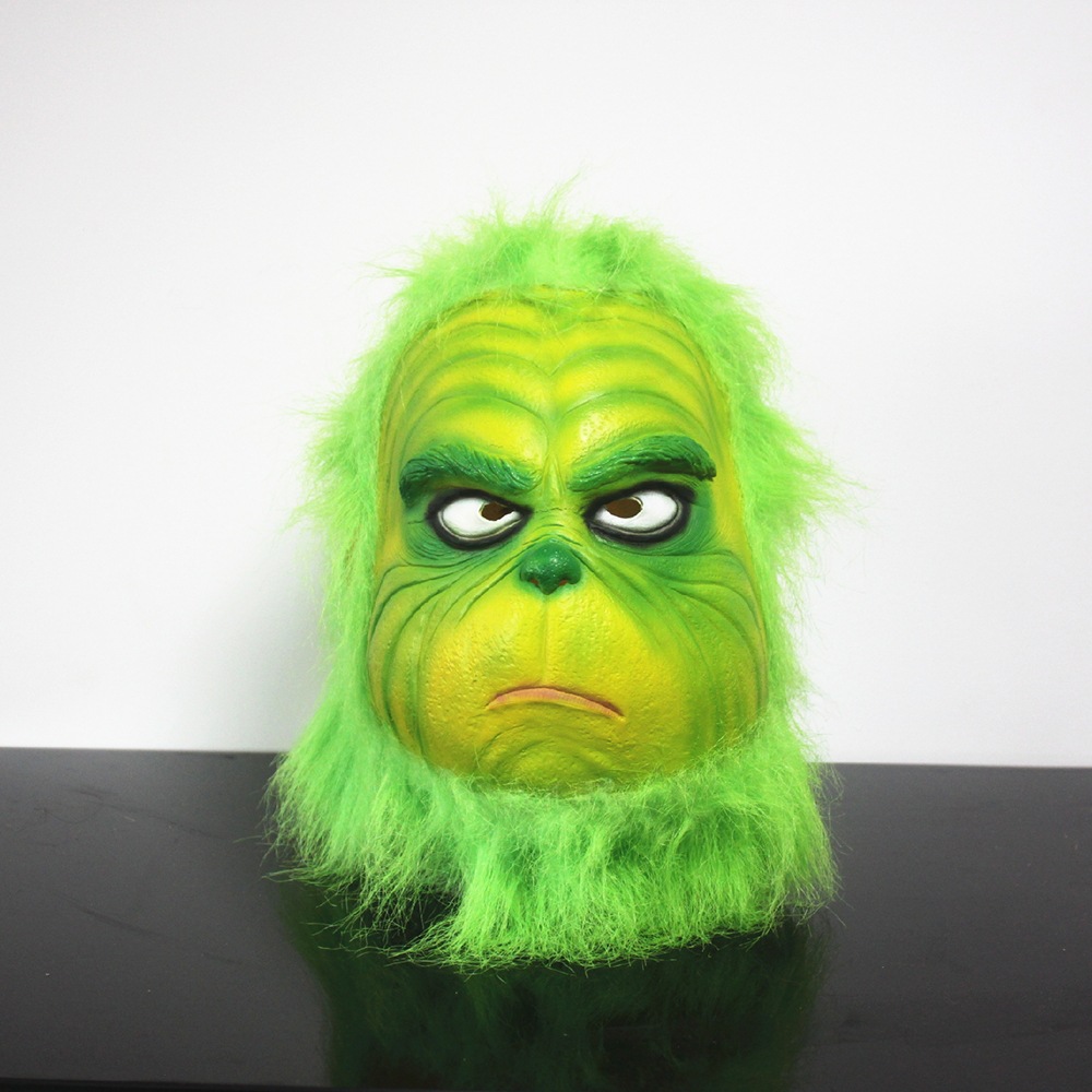 圣诞节面具神偷杰毛怪格林奇绿乳胶面具圣诞装扮绿毛怪