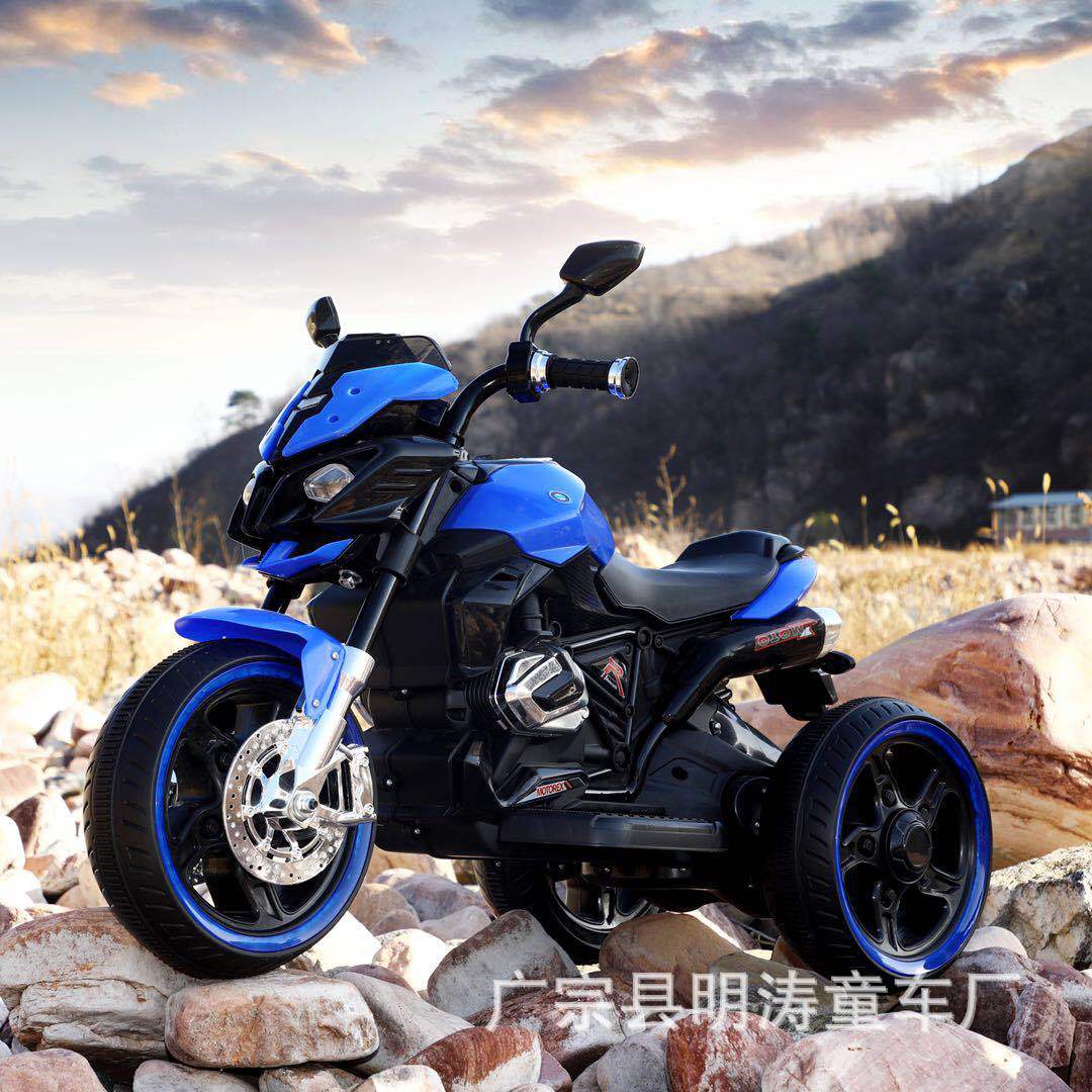 儿童电动摩托车三轮车单双驱动玩具车可坐骑2-8岁遥控电瓶车代发