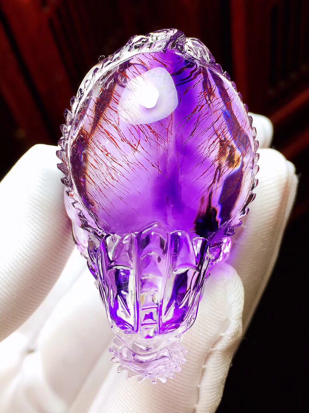 天然紫水晶 紫发晶顺发发晶龙龟 紫水晶貔貅紫晶手链吊坠