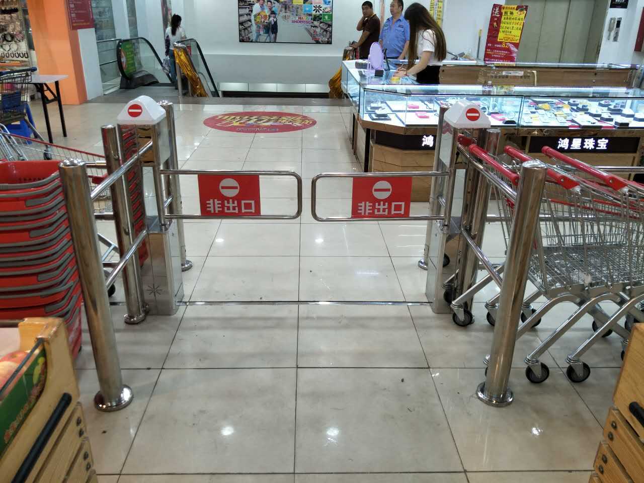 超市单向感应摆闸 商场出入口红外感应门 超市购物车通道出入门