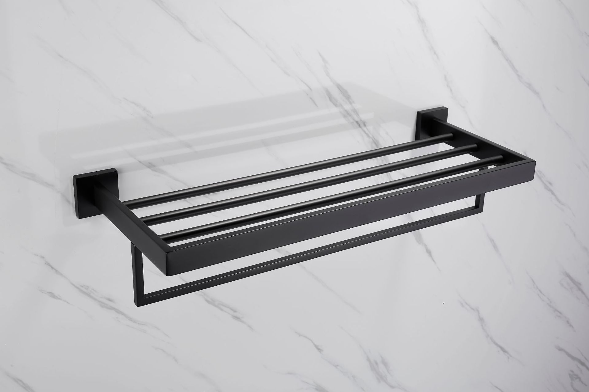 毛巾架304不锈钢卫浴挂架单双层浴巾架酒店工程亮光黑色 拉丝金