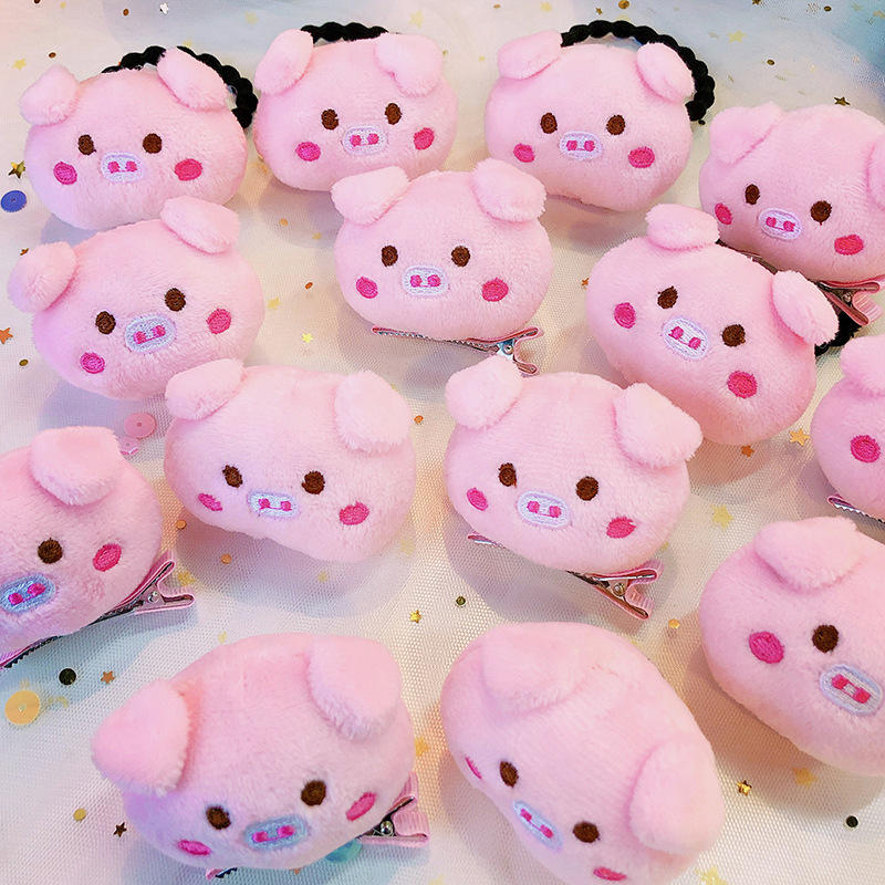 可爱少女心毛绒公仔头饰粉色小猪猪洗脸发箍洗脸猪猪发带发夹发卡