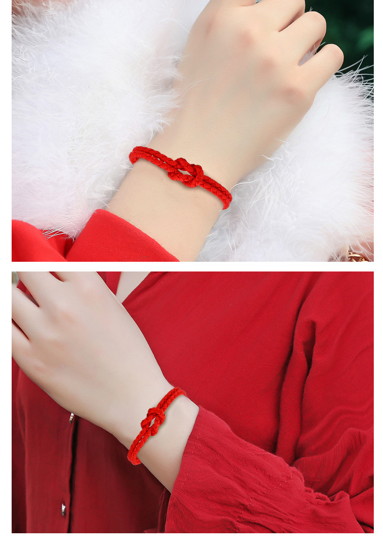 钛钢双股红黑手绳时尚男女情侣款编织线手链绳简约黑红手环手链绳