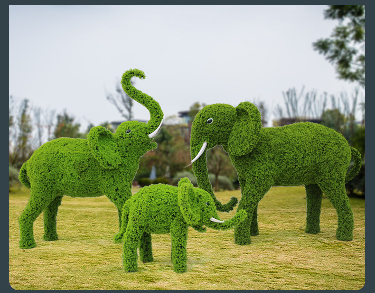 绿雕仿真大象雕塑园林景观公园绿地房产小区装饰美陈小品绿植大象