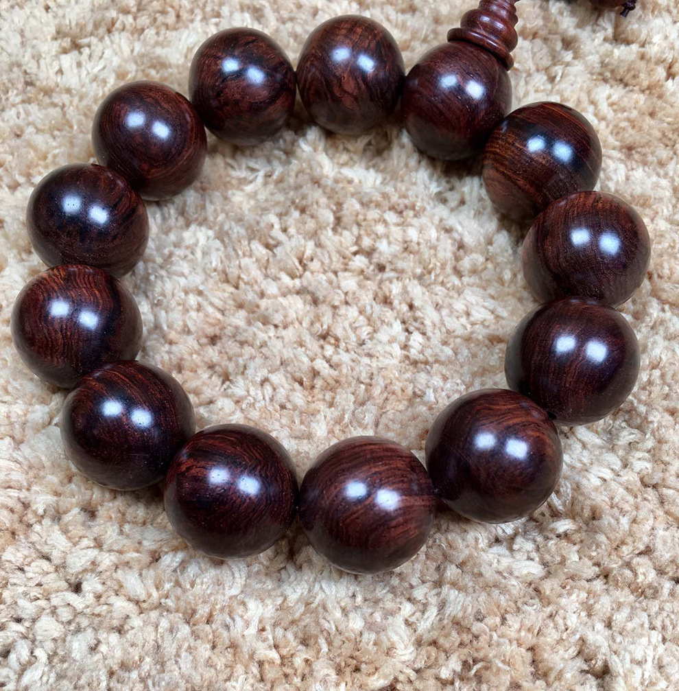 海南黄花梨手串2.0鬼脸对眼紫油梨老料男女款108颗海黄佛珠手链