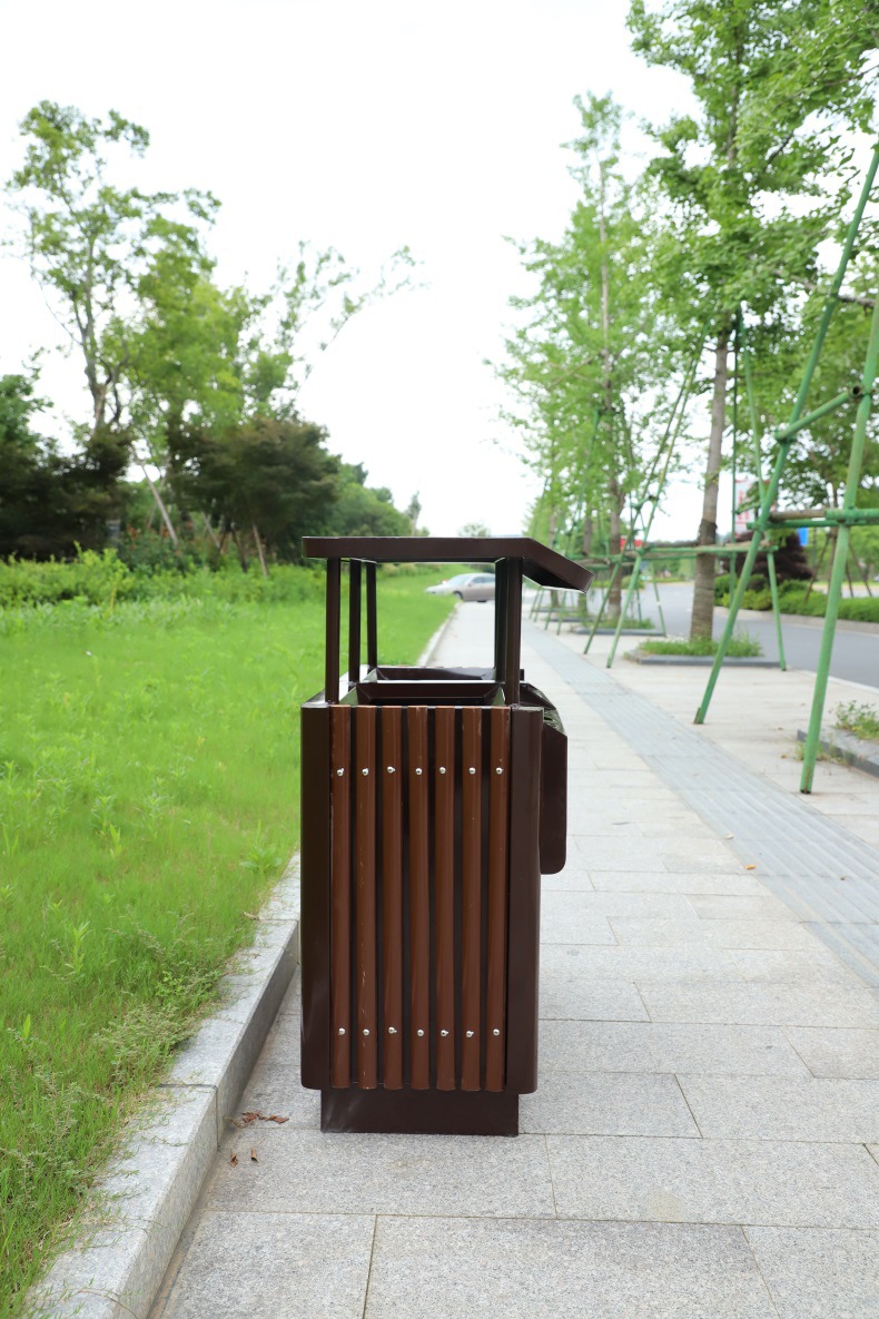 厂家供应新款木质垃圾桶 户外两分类垃圾桶环卫景区垃圾桶可定