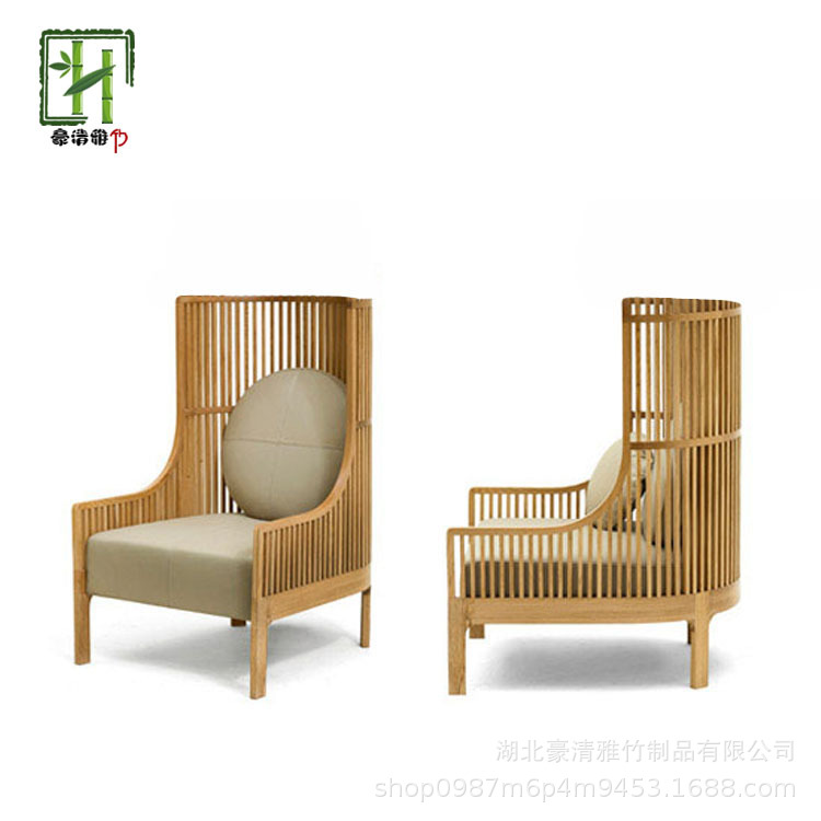 湖北豪清雅竹制品厂全屋定制竹家具竹沙发椅现代竹椅创意酒吧沙发