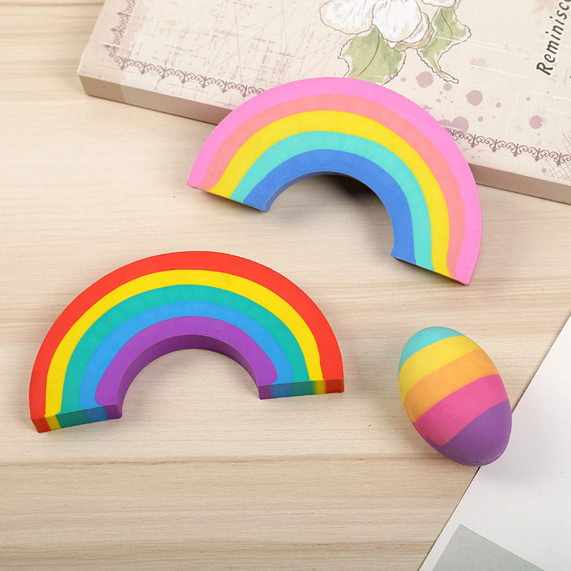 儿童学习用品卡通彩虹橡皮擦学生学习专用橡皮擦办公绘图少屑橡皮