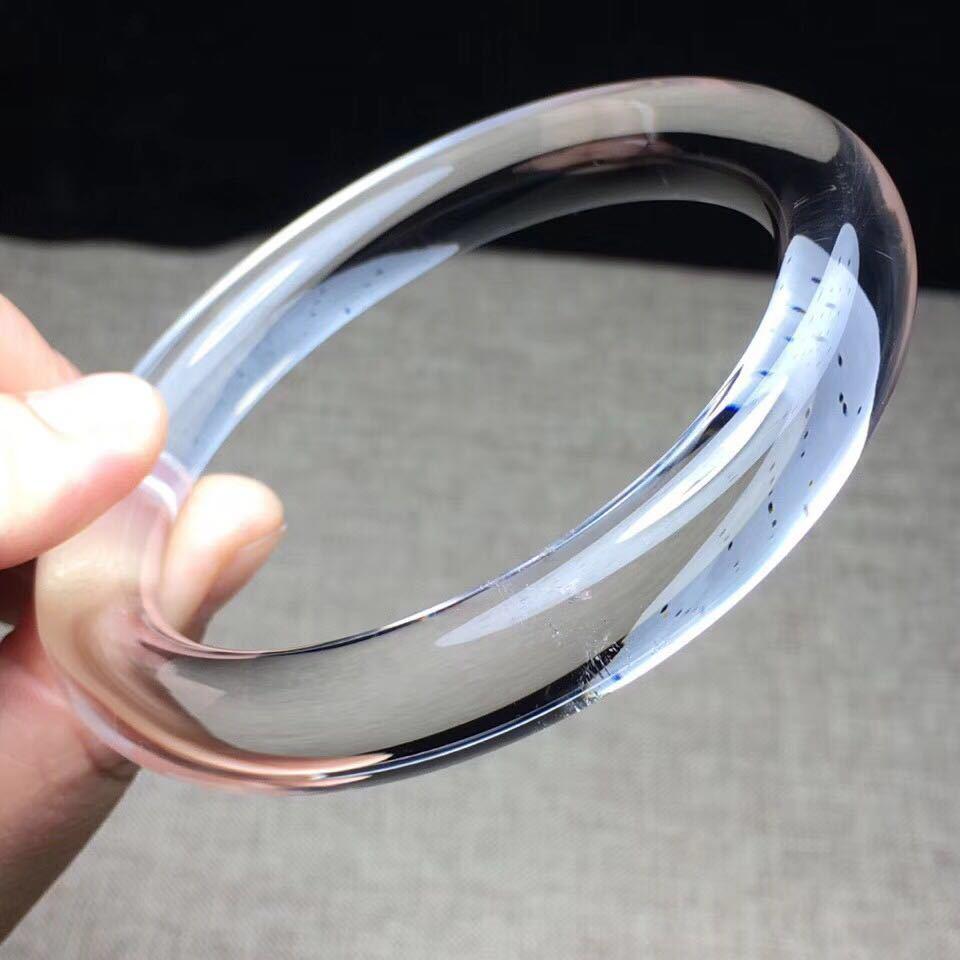 天然白水晶手镯手工打磨成品手镯天然原石白水晶手镯女