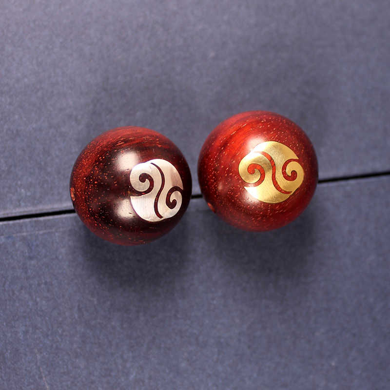 创意款小叶紫檀镶嵌灵珠魔丸散珠饰品配件 镶银嵌铜饰品定制批发