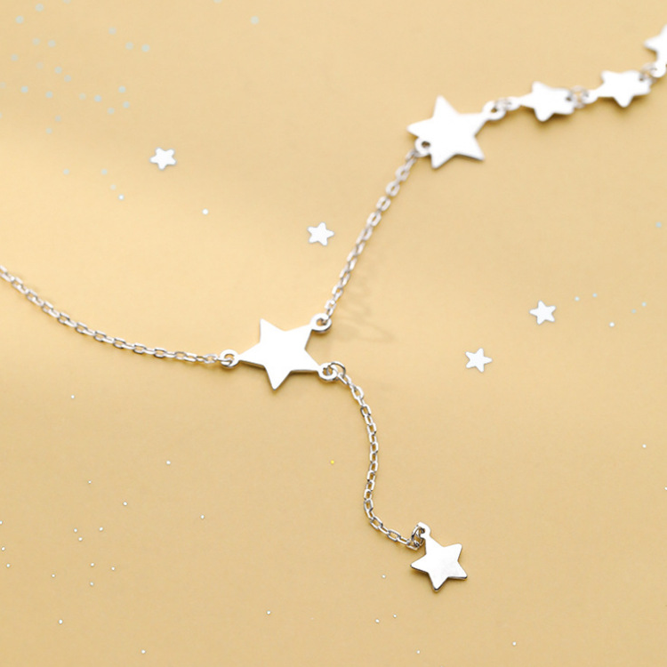 925银星星项链女潮网红脖链锁骨链气质短款仙气颈带项链