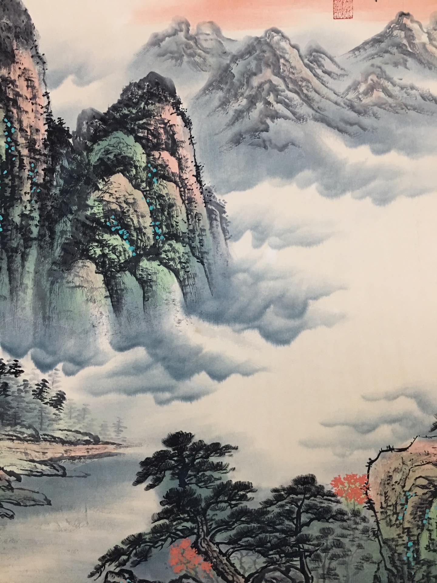 酒店客厅办公室装饰画山水画国画字画六尺横幅纯手绘作品新品优惠
