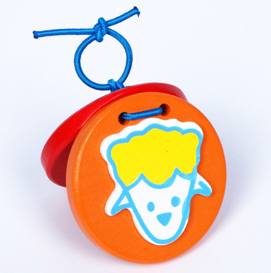 外贸木制奥尔夫乐器卡通圆形动物响板幼儿启蒙益智