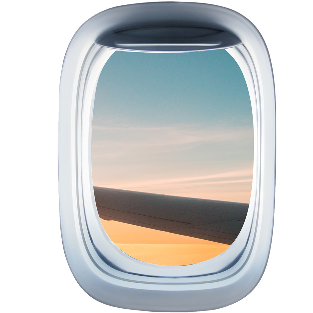 ew028 立体组合舷窗空中飞机风景假窗墙贴儿童房幼儿园自粘可移除