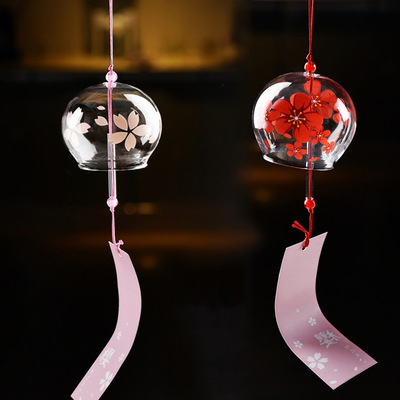 日式樱花风铃透明装饰品 卧室挂饰复古小礼品 创意门饰小清新男女