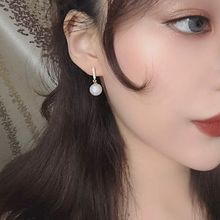耳钉女纯银镶钻锆石珍珠耳环韩国气质个性网红耳坠2019新款潮耳饰