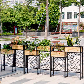 铁艺户外花架咖啡厅室外落地绿植隔断花槽简约商场外装饰花盆花箱