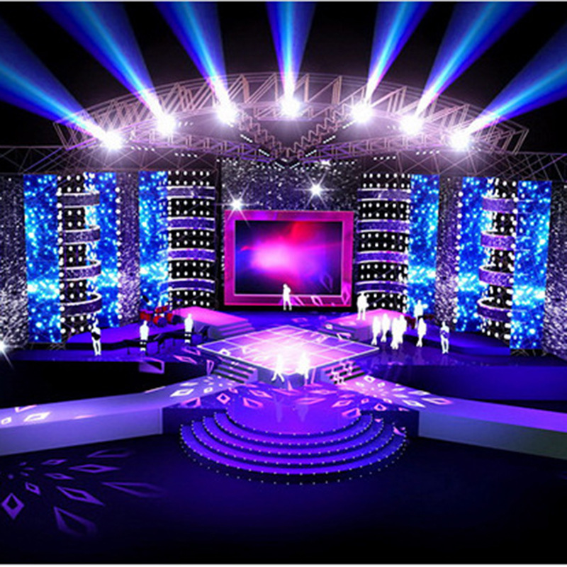 实拍舞台自动轨道开合led显示屏电脑控制开合移动led显示屏