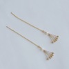 Ethnic style Original Hand made U.S.A Imported 14K Cover with gold leaf fresh Retro natural Pearl ear wire