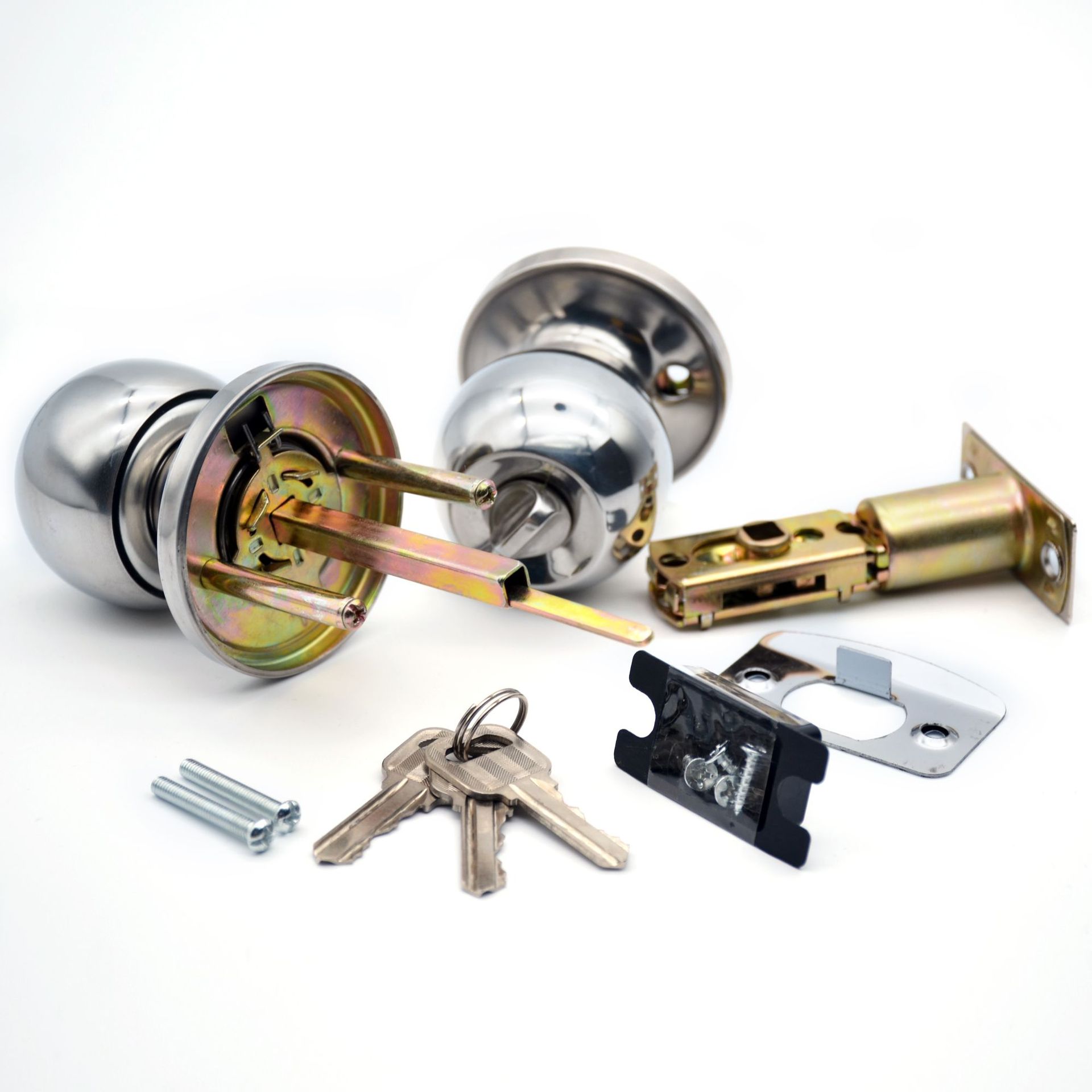 三杆球型锁不锈钢圆形室内房门锁办公室铝合金木门球锁ball lock