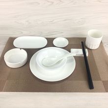 酒店摆台白色 碗碟杯勺陶瓷餐具火锅餐具批发可加花纹